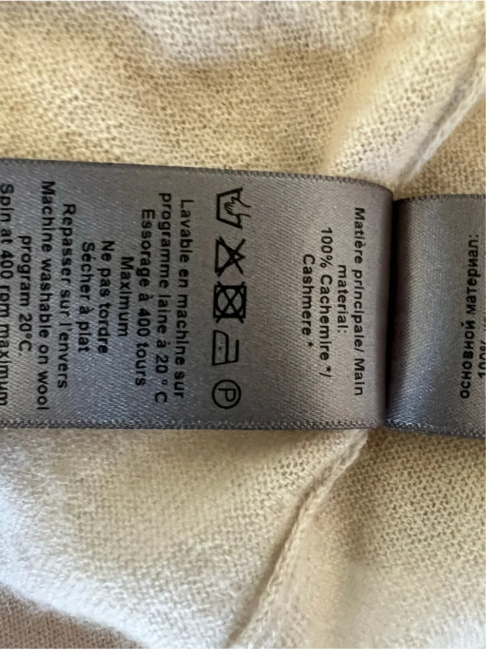 Zadig & Voltaire Beige Cashmere Short Sleeve Tee L Wings on Back Luxury